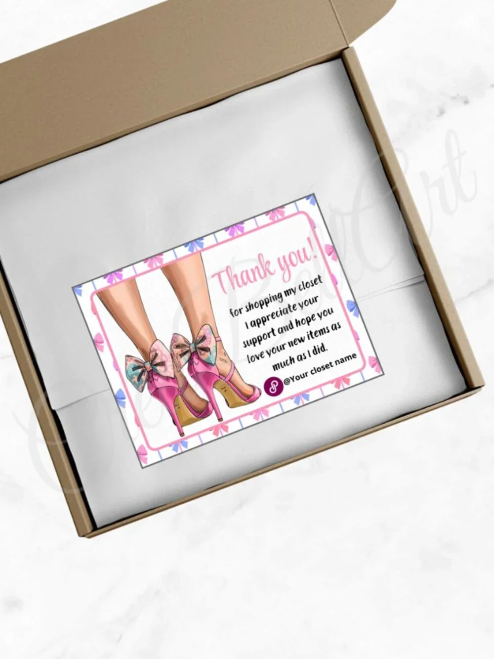 100 Personalized Heels Thank You Cards Small Business, 4×3 in